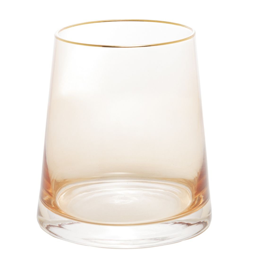Vaso de Vidro com Borda Dourada Âmbar Liz 11cm x 12cm - Ela Decora