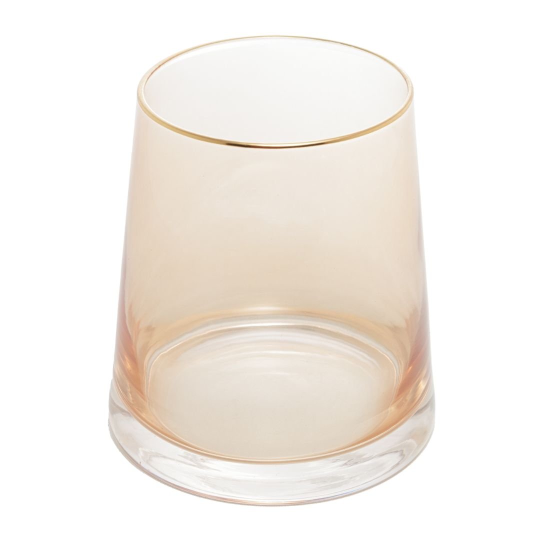 Vaso de Vidro com Borda Dourada Âmbar Liz 11cm x 12cm - Ela Decora