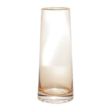 Vaso de Vidro com Borda Dourada Âmbar Liz 9cm x 22cm - Ela Decora
