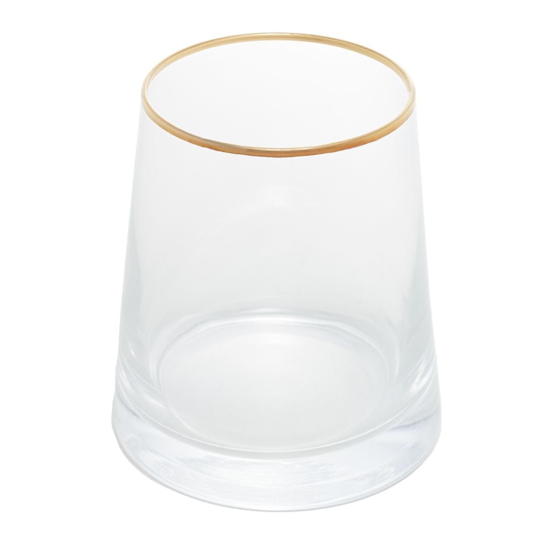 Vaso de Vidro com Borda Dourada Liz 11cm x 12cm - Ela Decora