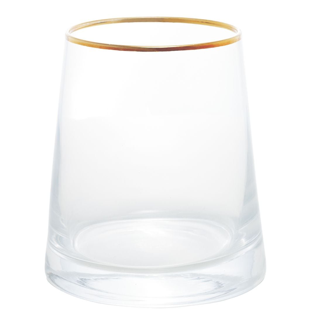 Vaso de Vidro com Borda Dourada Liz 11cm x 12cm - Ela Decora