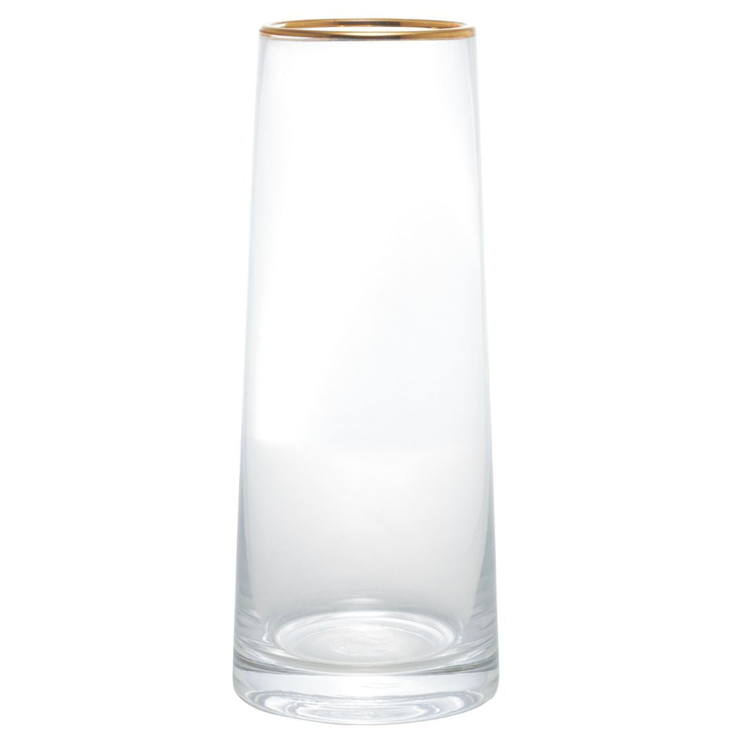 Vaso de Vidro com Borda Dourada Liz 11cm x 27cm - Ela Decora