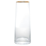 Vaso de Vidro com Borda Dourada Liz 11cm x 27cm - Ela Decora