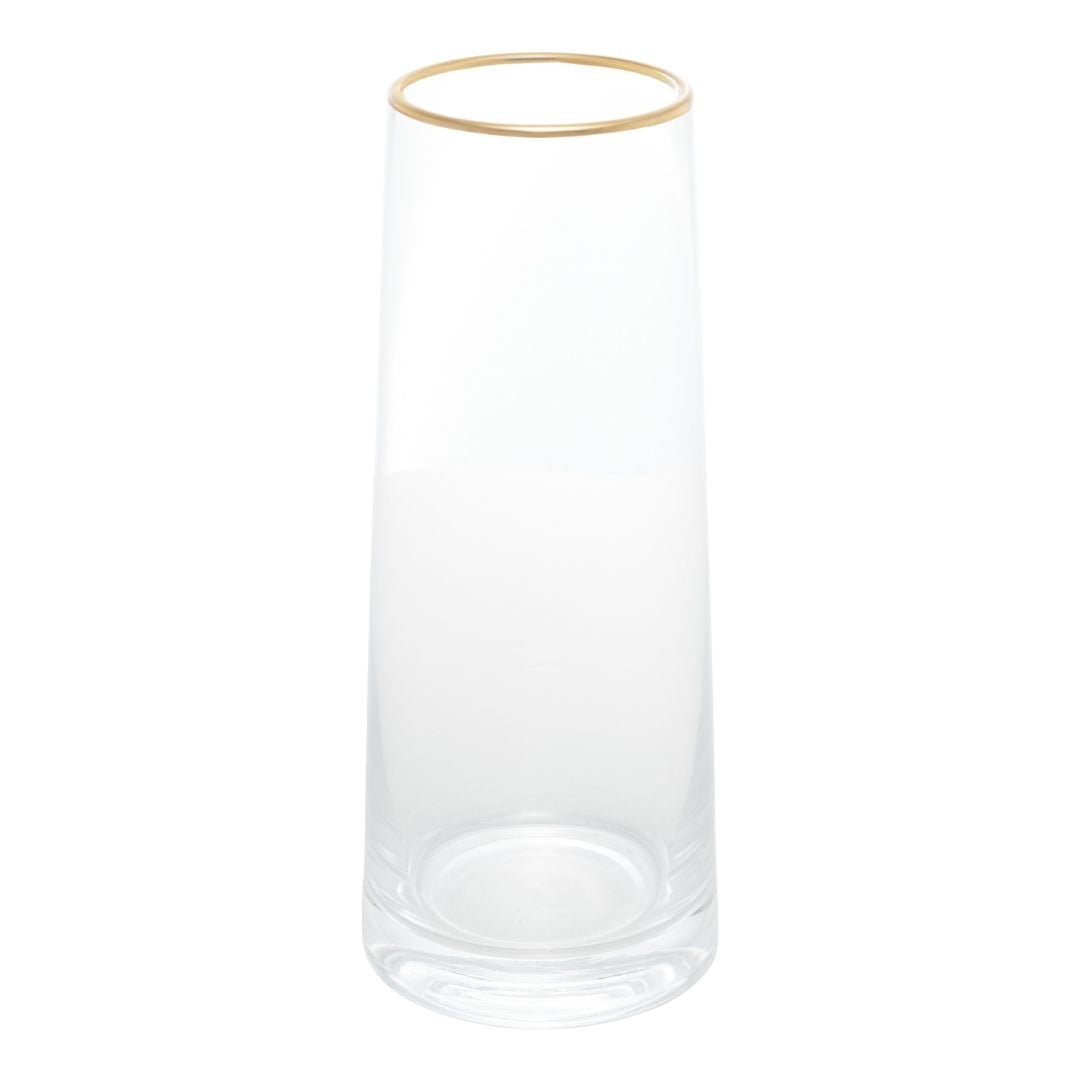 Vaso de Vidro com Borda Dourada Liz 11cm x 27cm - Ela Decora