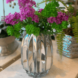 Vaso de Vidro Cromado 20 cm x 9 cm - Ela Decora