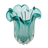 Vaso de Vidro Murano Flat Italy Azul Verde Tiffany 21cm - Ela Decora