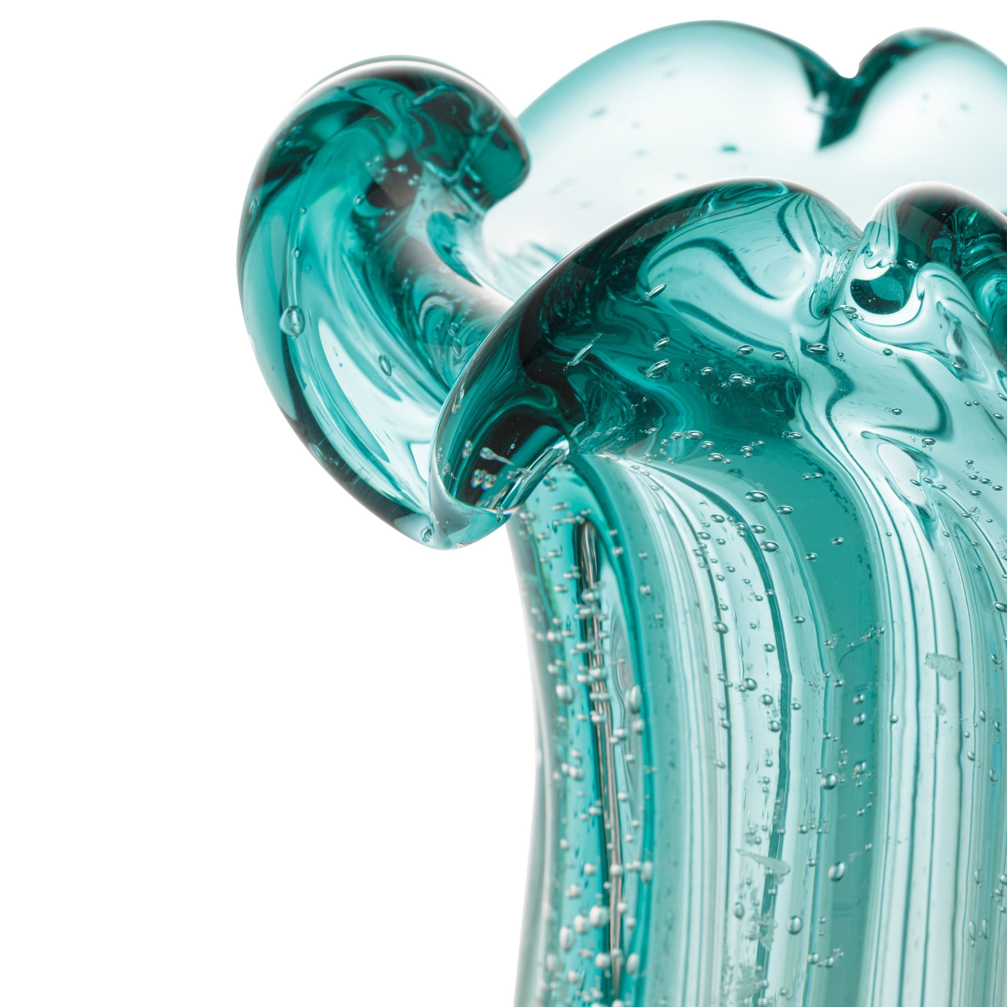 Vaso de Vidro Murano Flat Italy Azul Verde Tiffany 21cm - Ela Decora