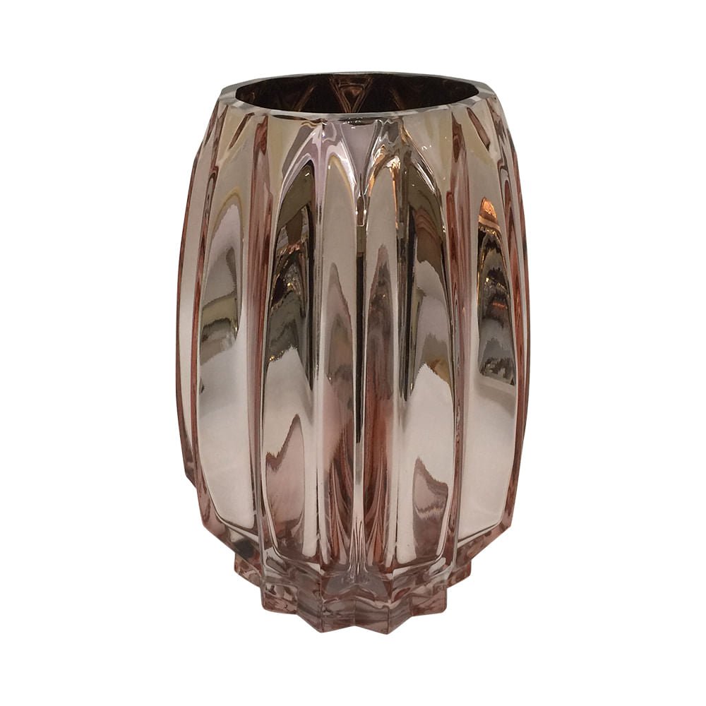 Vaso de Vidro Rose Gold 20 cm x 12 cm x 12 cm - Ela Decora