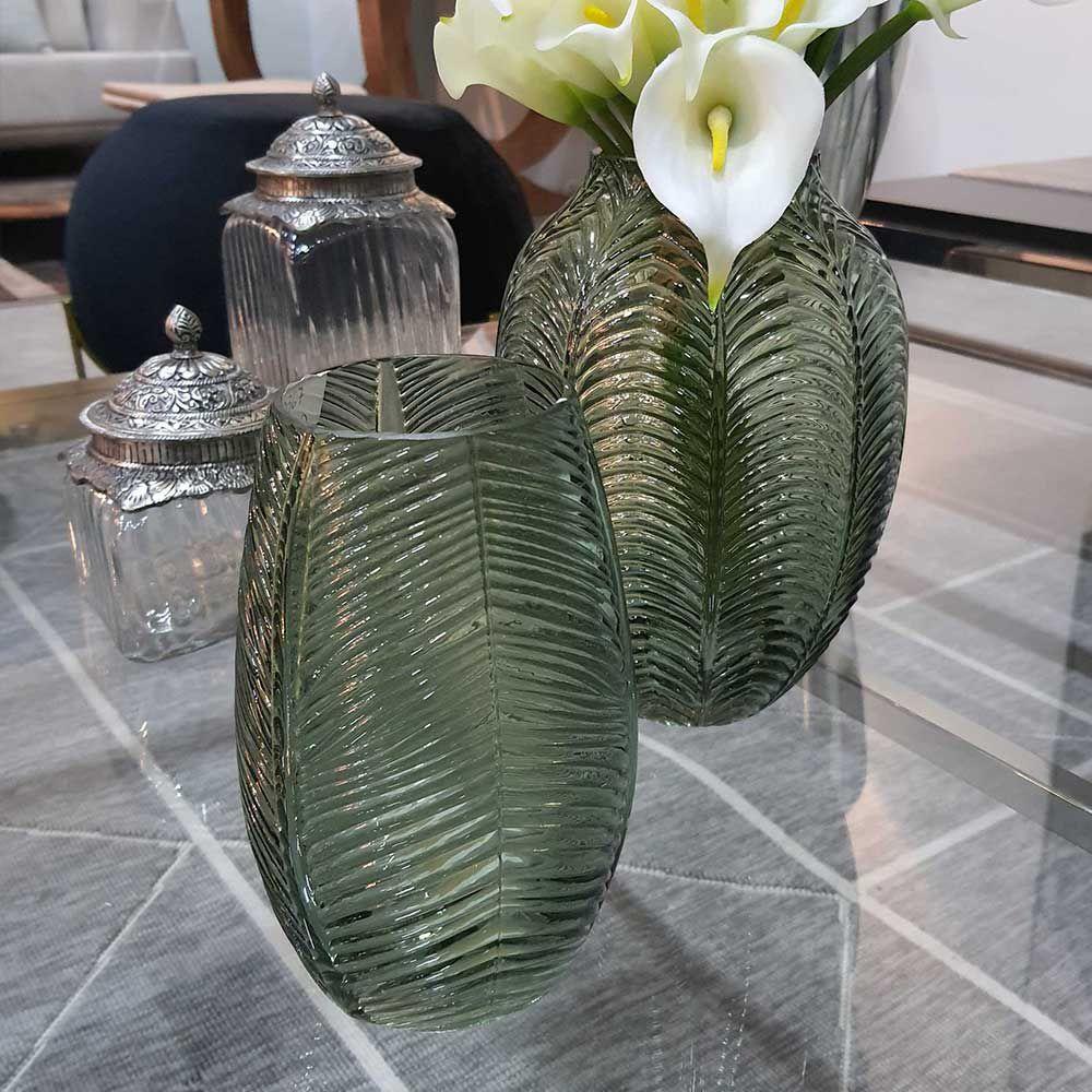 Vaso de Vidro Transparente Verde 20cm - Ela Decora