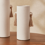 Vaso em Cerâmica com Corda Off White 26,5cm - Ela Decora