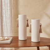 Vaso em Cerâmica com Corda Off White 26,5cm - Ela Decora