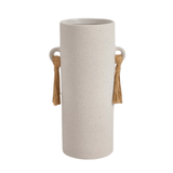 Vaso em Cerâmica com Corda Off White 26,5cm - Ela Decora