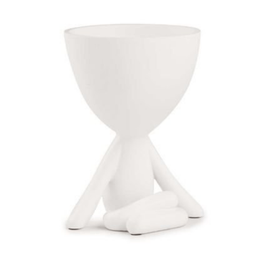 Vaso Em Poliresina Bob Sentado Com As Mãos No Chão Branco - Ela Decora