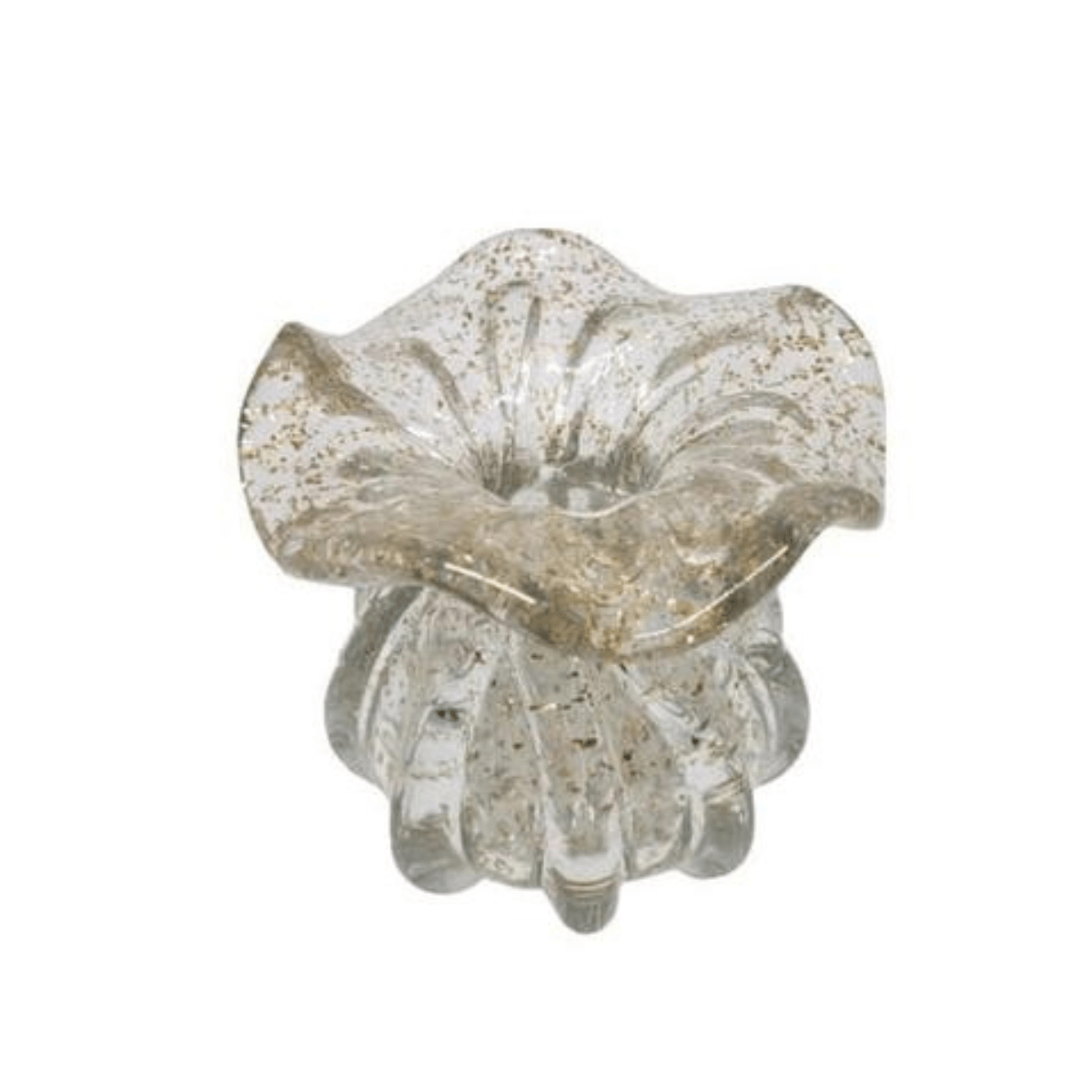 Vaso Murano de Vidro Transparente e Dourado 10,5cm - Ela Decora