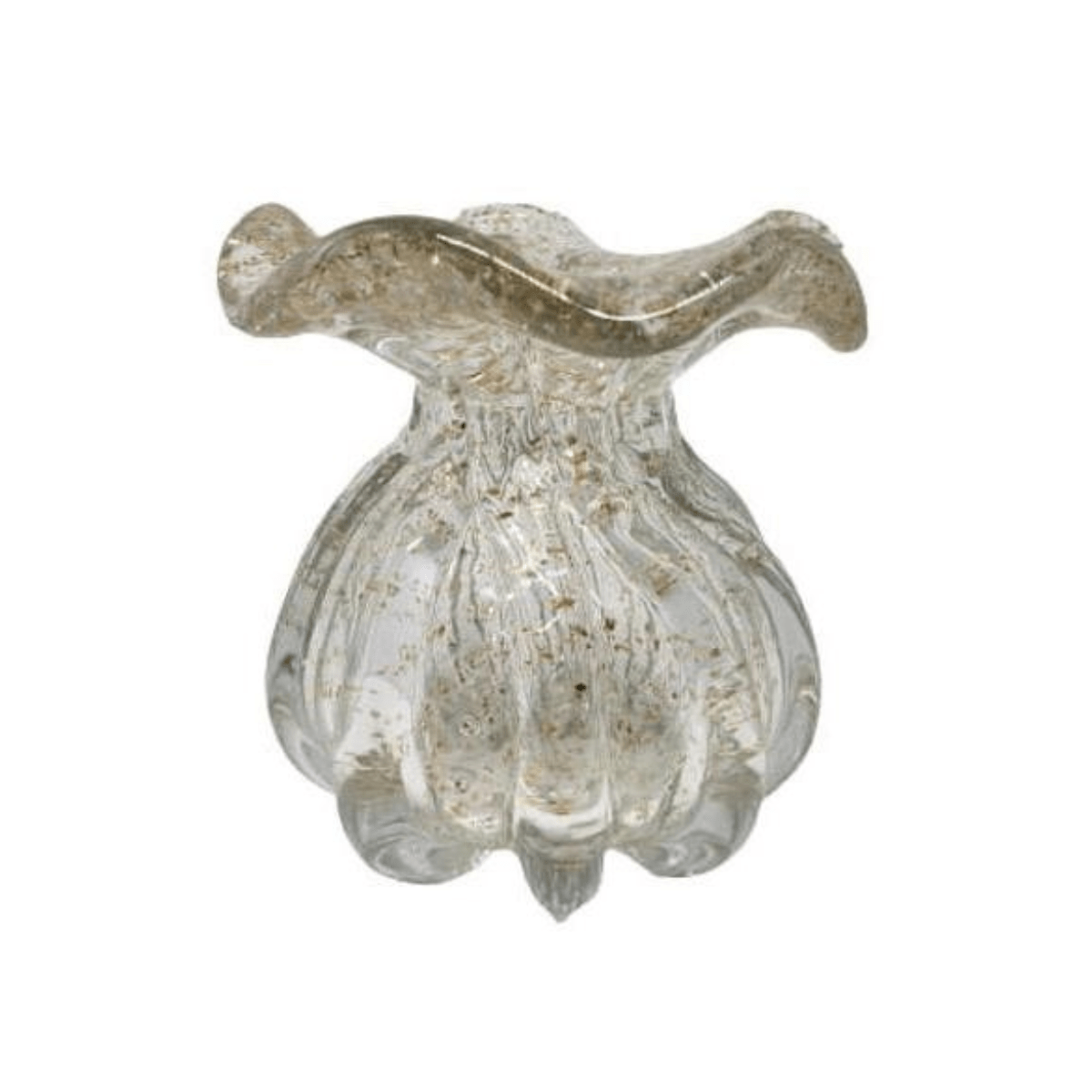 Vaso Murano de Vidro Transparente e Dourado 10,5cm - Ela Decora