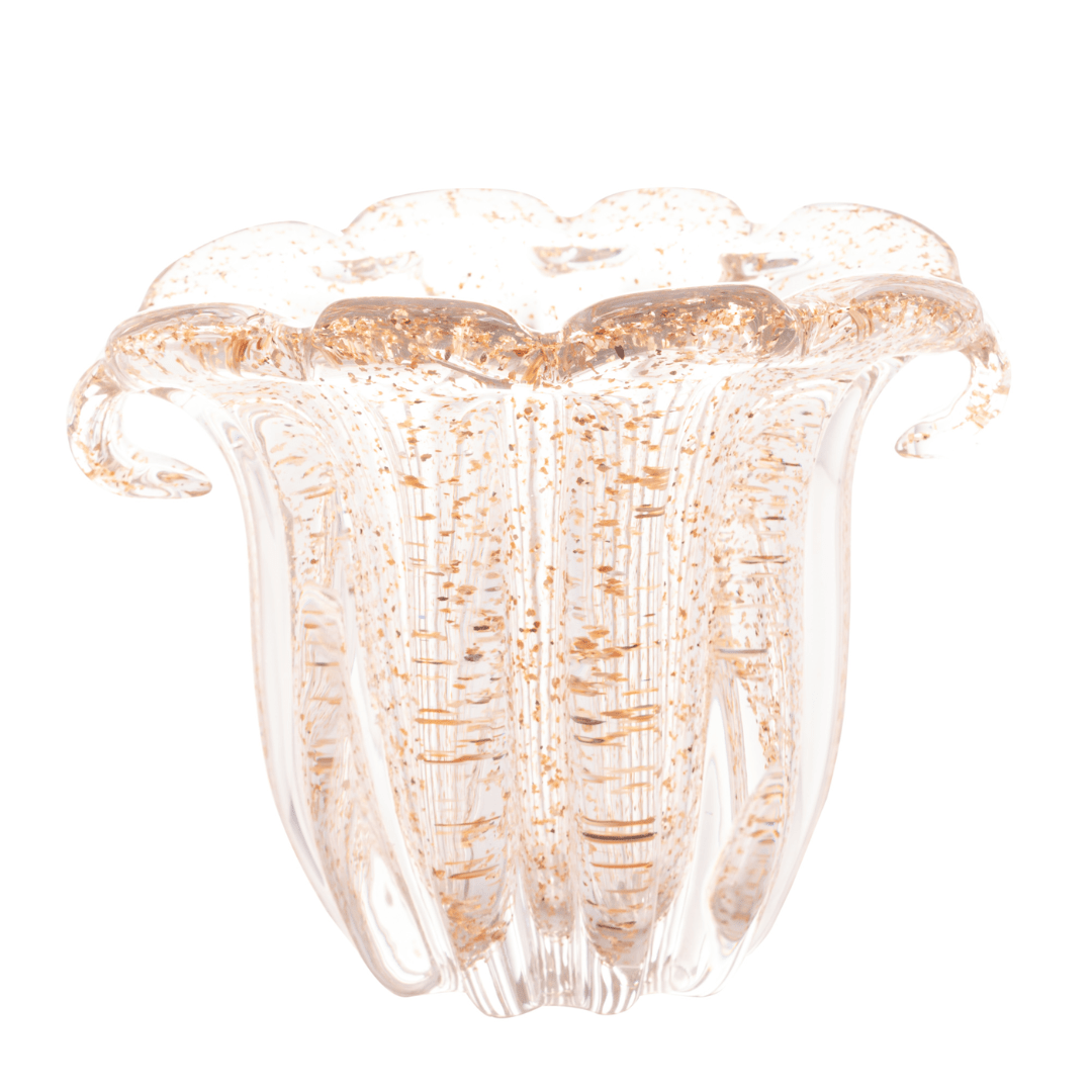 Vaso Murano Italy de Vidro Dourado 13cm - Ela Decora