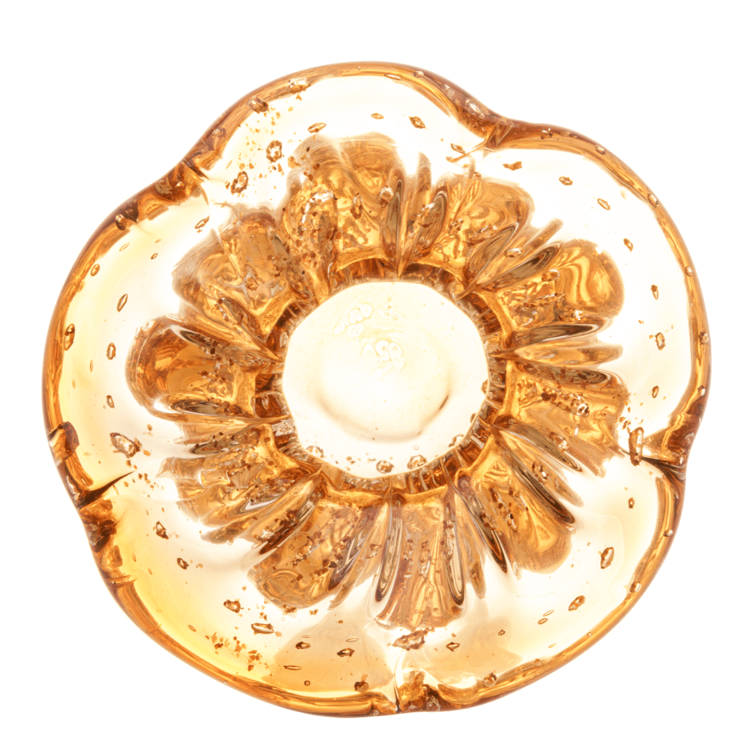 Vaso Murano Trouxinha de Vidro Italy Âmbar e Dourado 11 cm x 10 cm - Ela Decora