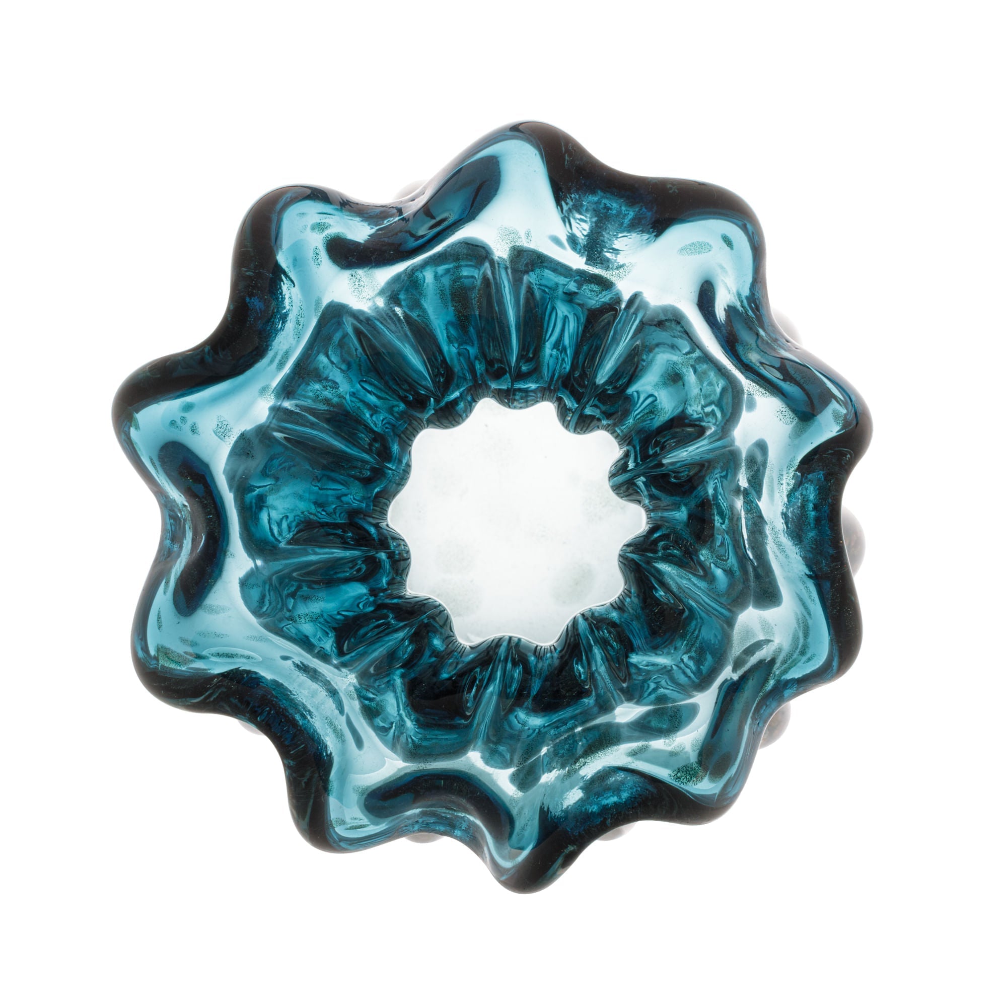 Vaso Murano Trouxinha de Vidro Italy Azul e Rosé 17cm - Ela Decora