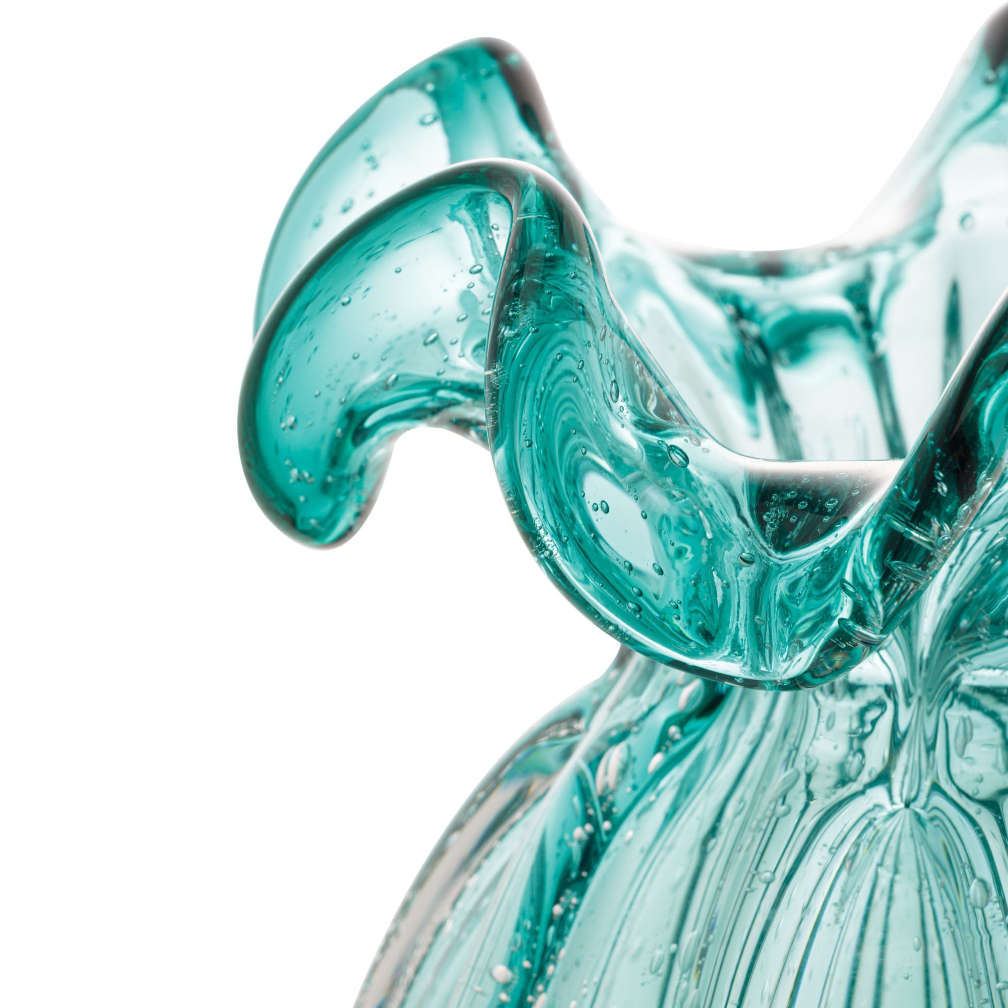 Vaso Murano Trouxinha de Vidro Italy Azul Verde Tiffany 17cm - Ela Decora