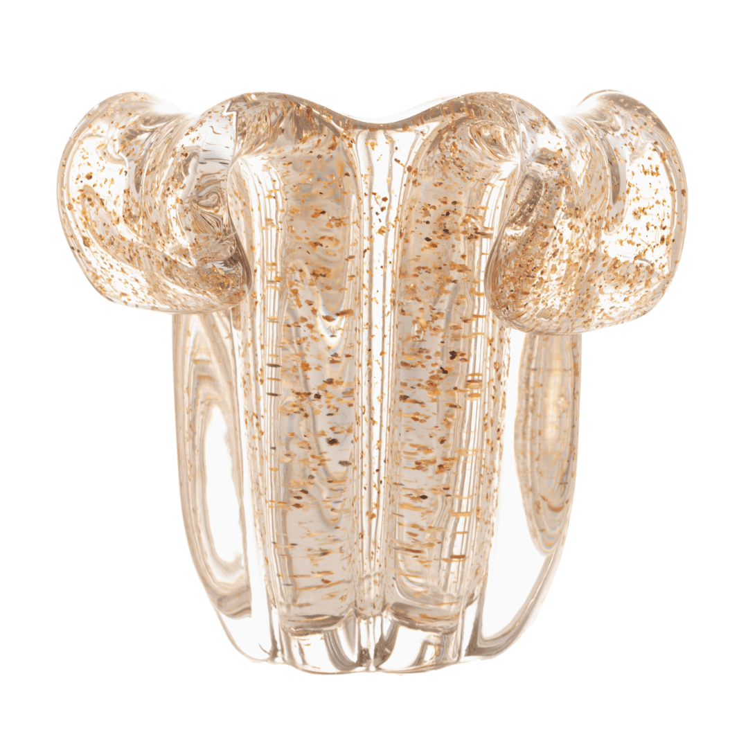 Vaso Murano Trouxinha de Vidro Italy Dourado 14cm - Ela Decora