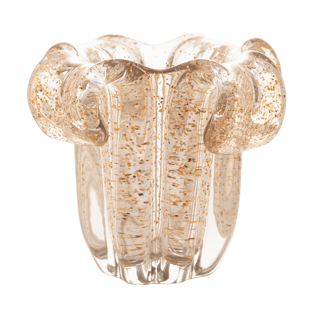 Vaso Murano Trouxinha de Vidro Italy Dourado 14cm - Ela Decora