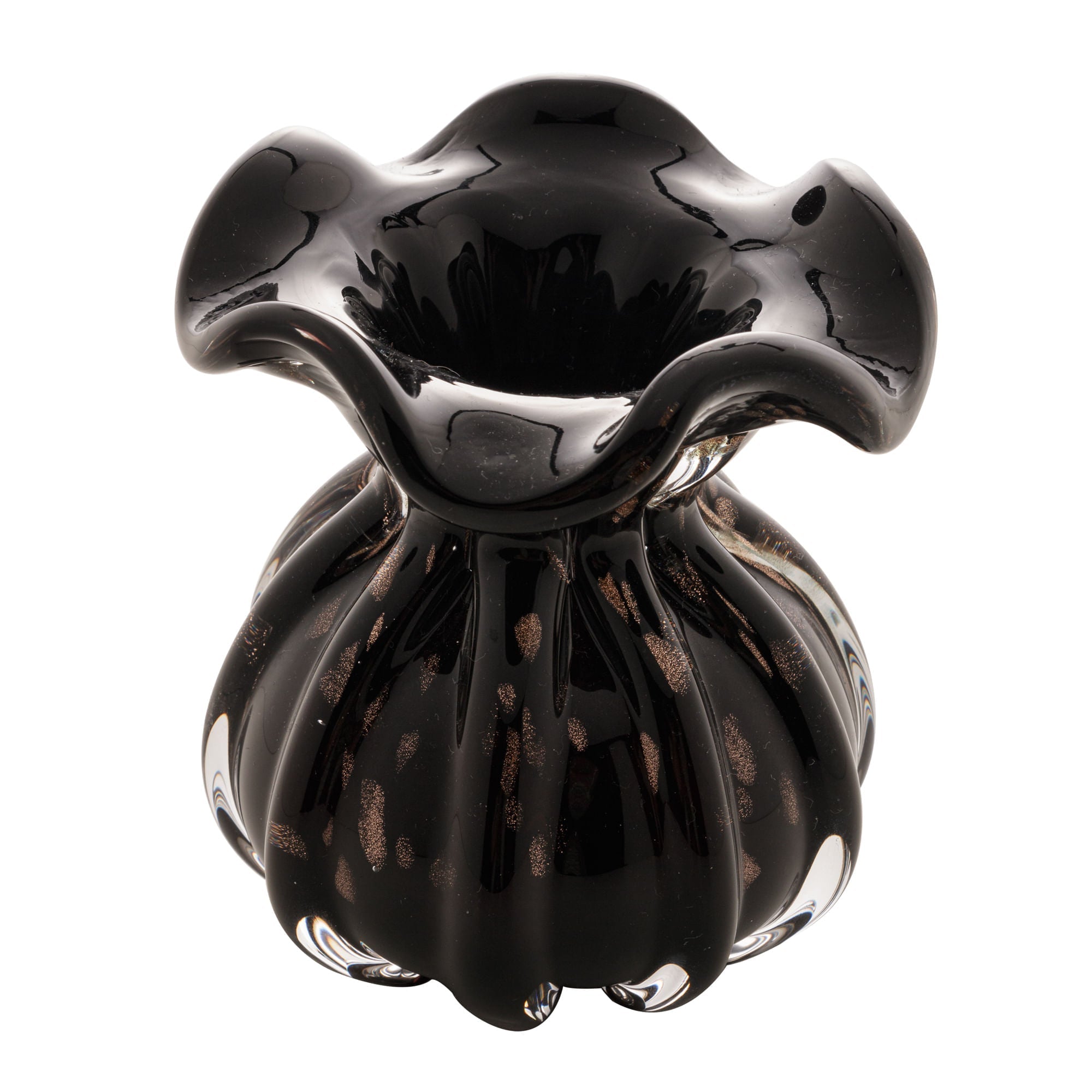 Vaso Murano Trouxinha de Vidro Italy Preto e Rose 13cm - Ela Decora