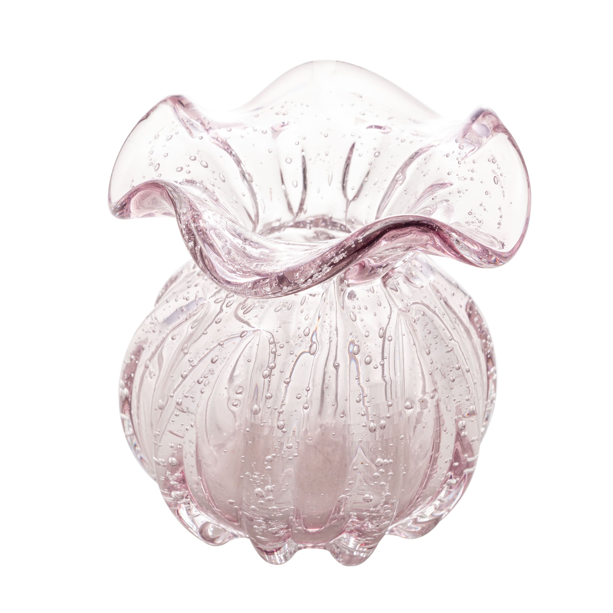 Vaso Murano Trouxinha de Vidro Italy Rosa Claro 11cm - Ela Decora