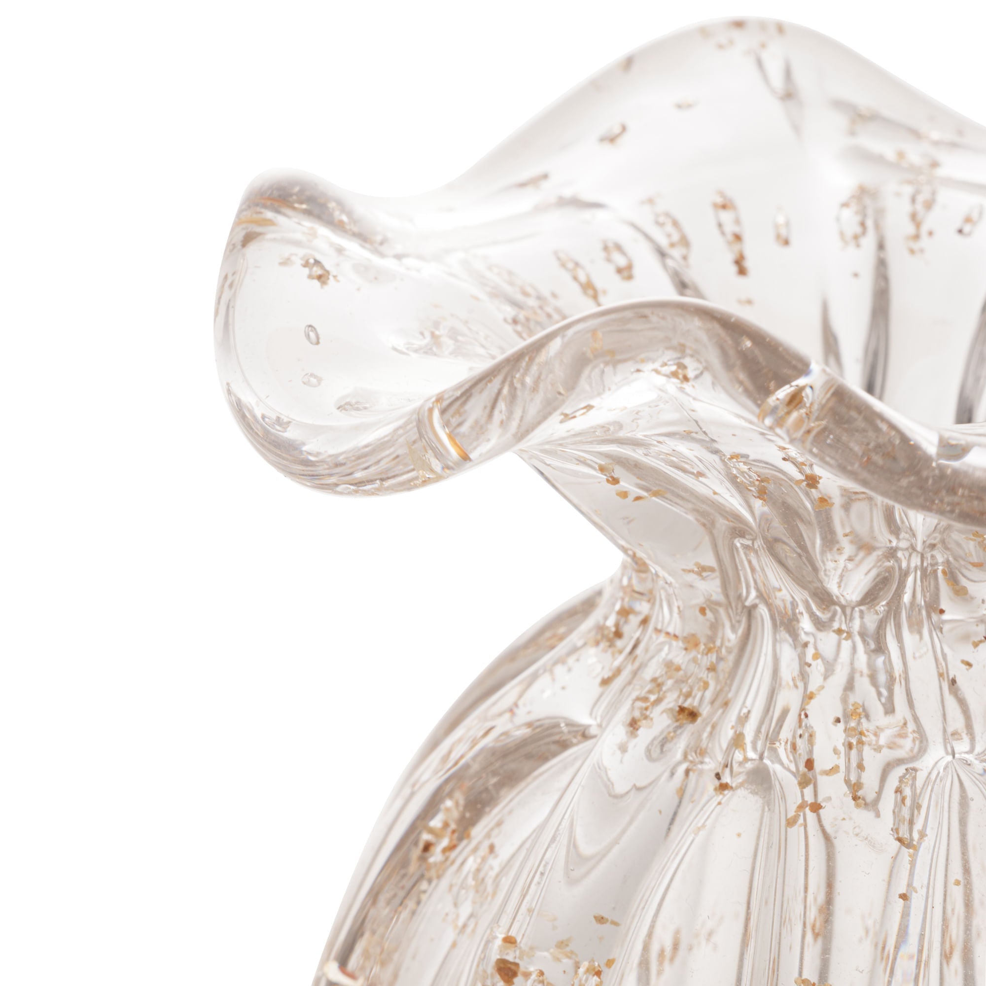 Vaso Murano Trouxinha de Vidro Italy Transparente e Dourado 11cm - Ela Decora