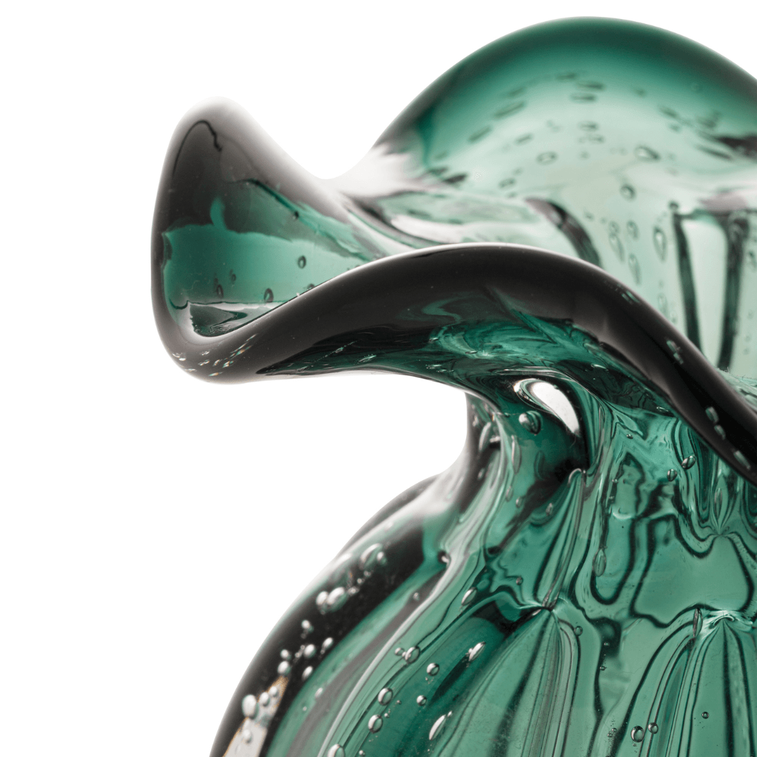 Vaso Murano Trouxinha de Vidro Italy Verde Esmeralda 13 cm - Ela Decora