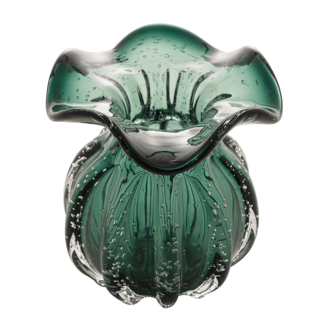 Vaso Murano Trouxinha de Vidro Italy Verde Esmeralda 13 cm - Ela Decora