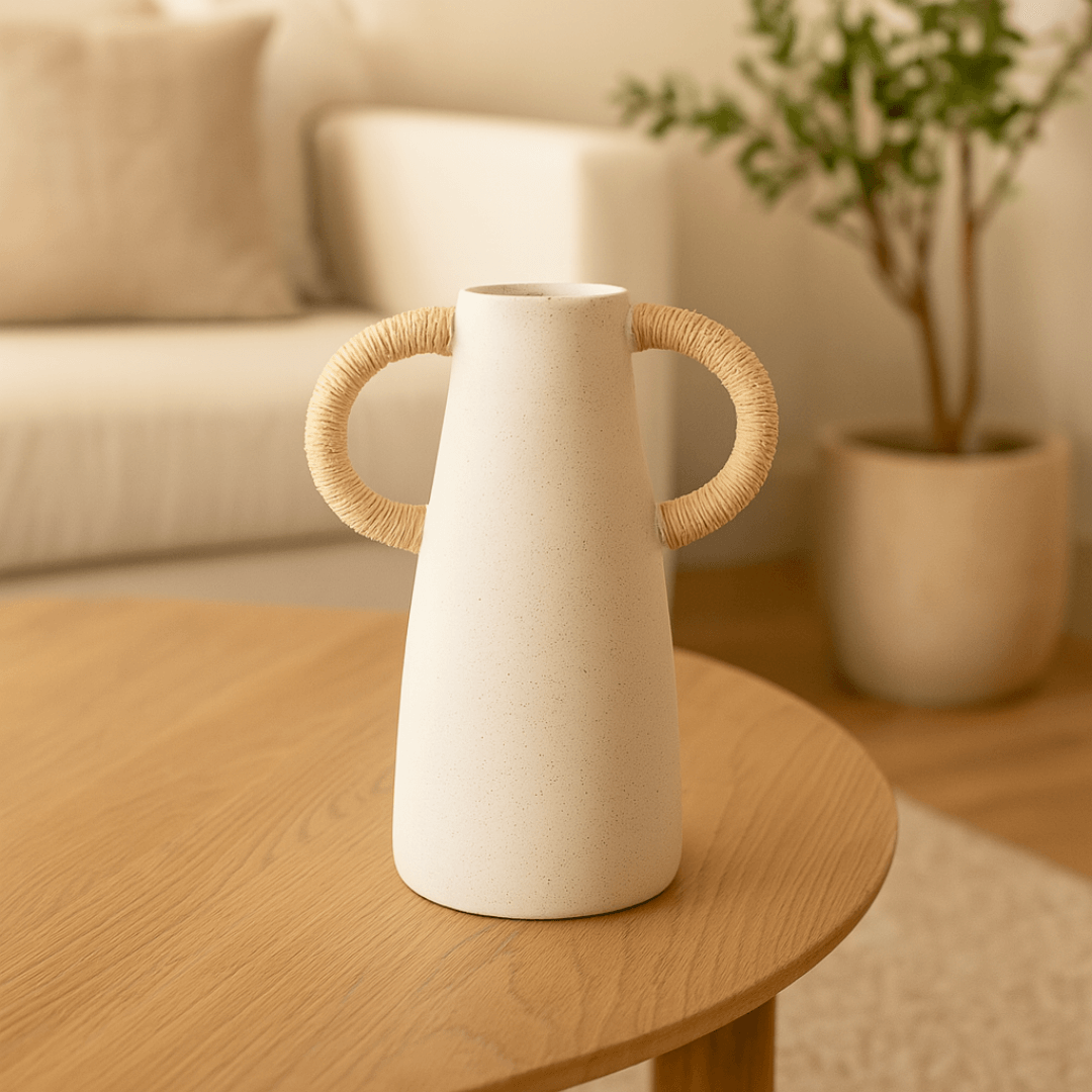 Vaso Cilndrico Mikonos em Cerâmica Branco 22cm