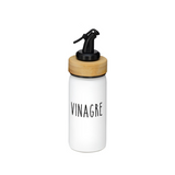 Galheteiro Vinagre Doha Vidro e Tampa de Bambu Branco 220ml