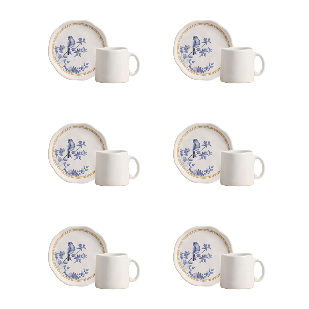 Jogo 6 Xicaras de Café com Pires Iris Azul 100ml