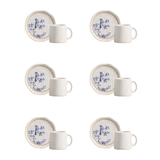 Jogo 6 Xicaras de Café com Pires Iris Azul 100ml