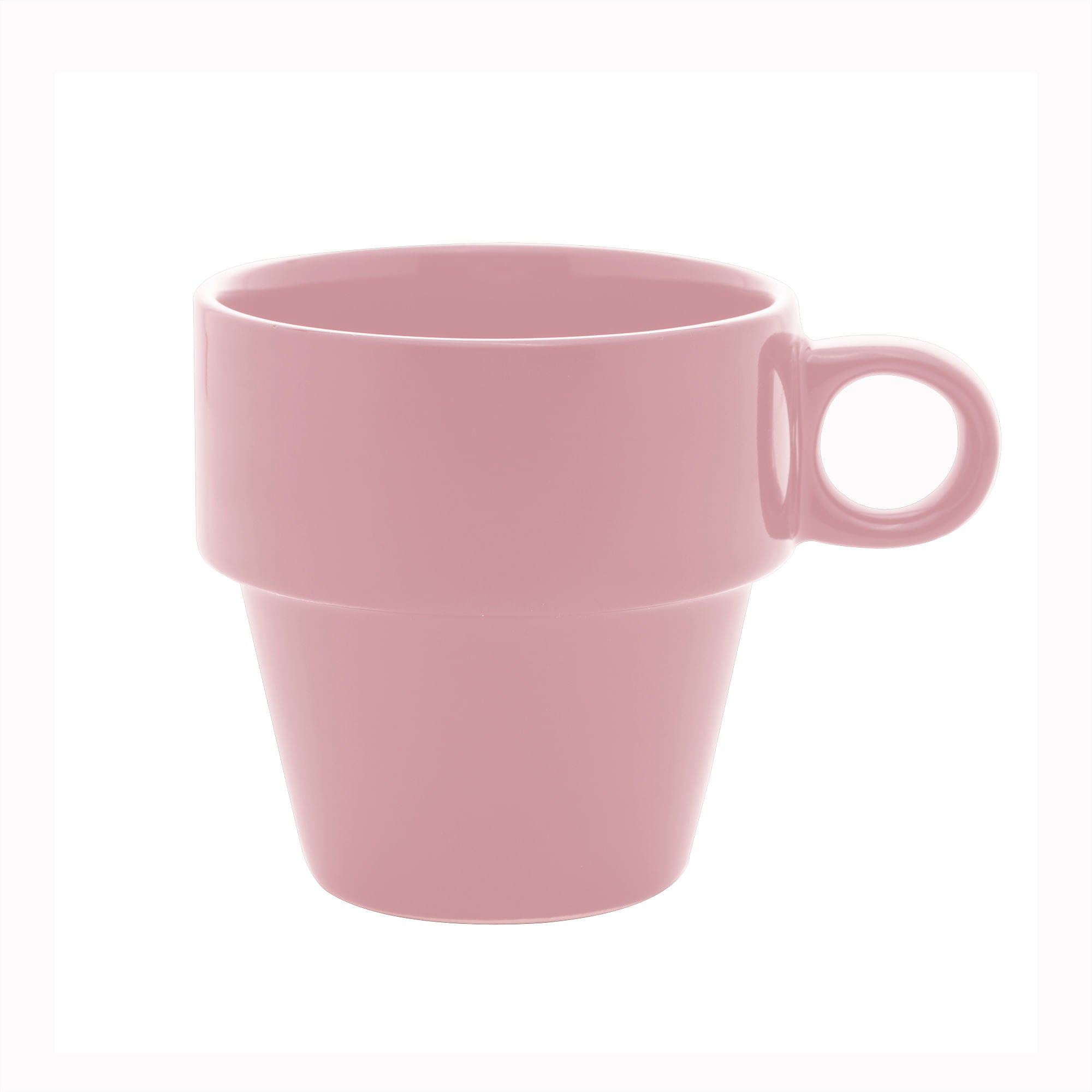 Xícara de Café Cerâmica Empilhável Rosa 90ml - Ela Decora