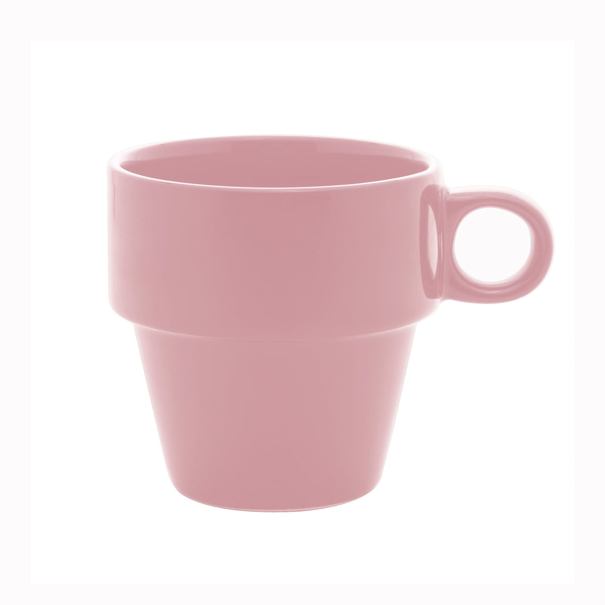 Xícara de Café Cerâmica Empilhável Rosa 90ml - Ela Decora