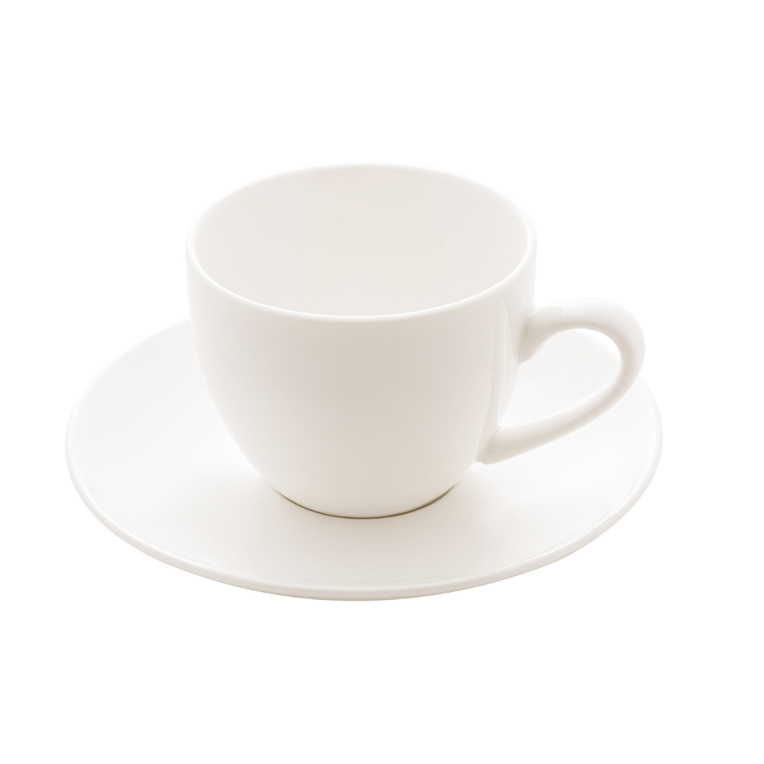 Xicara de Café com Pires de Porcelana Clear 100ml - Ela Decora