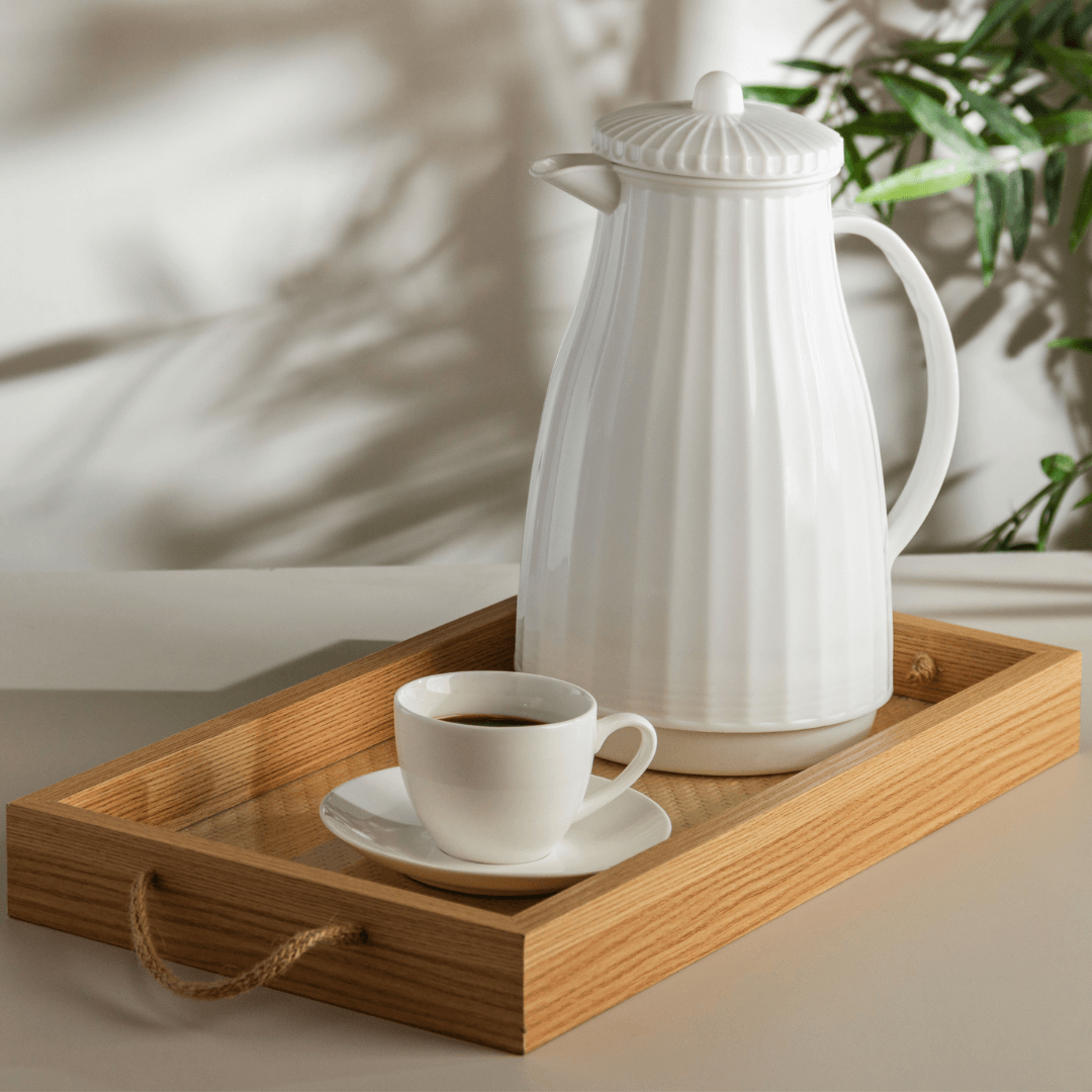 Xicara de Café com Pires de Porcelana Clear 100ml - Ela Decora