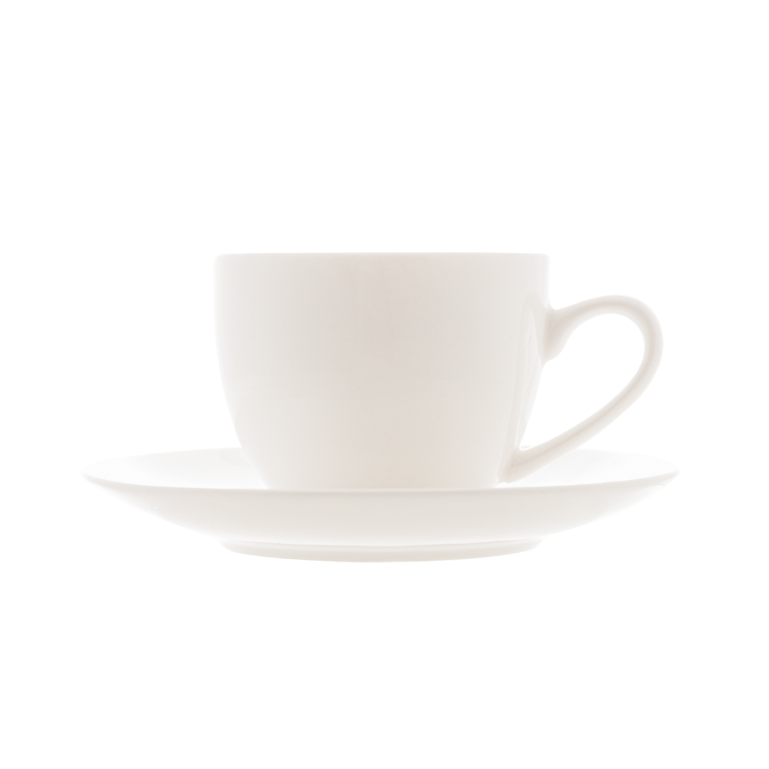 Xicara de Café com Pires de Porcelana Clear 100ml - Ela Decora