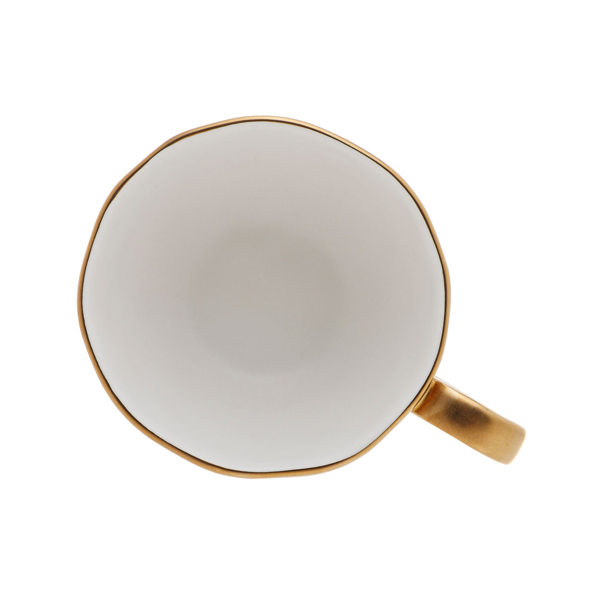 Xícara de Café com Pires em Porcelana Dubai Branco e Dourado 90ml - Ela Decora