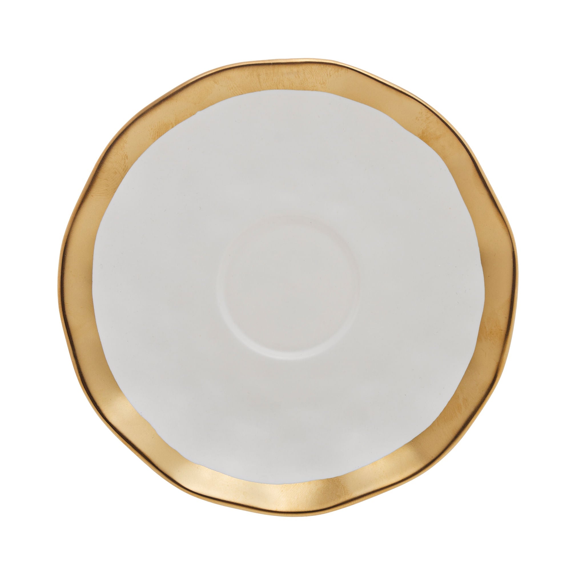 Xícara de Café com Pires em Porcelana Dubai Branco e Dourado 90ml - Ela Decora