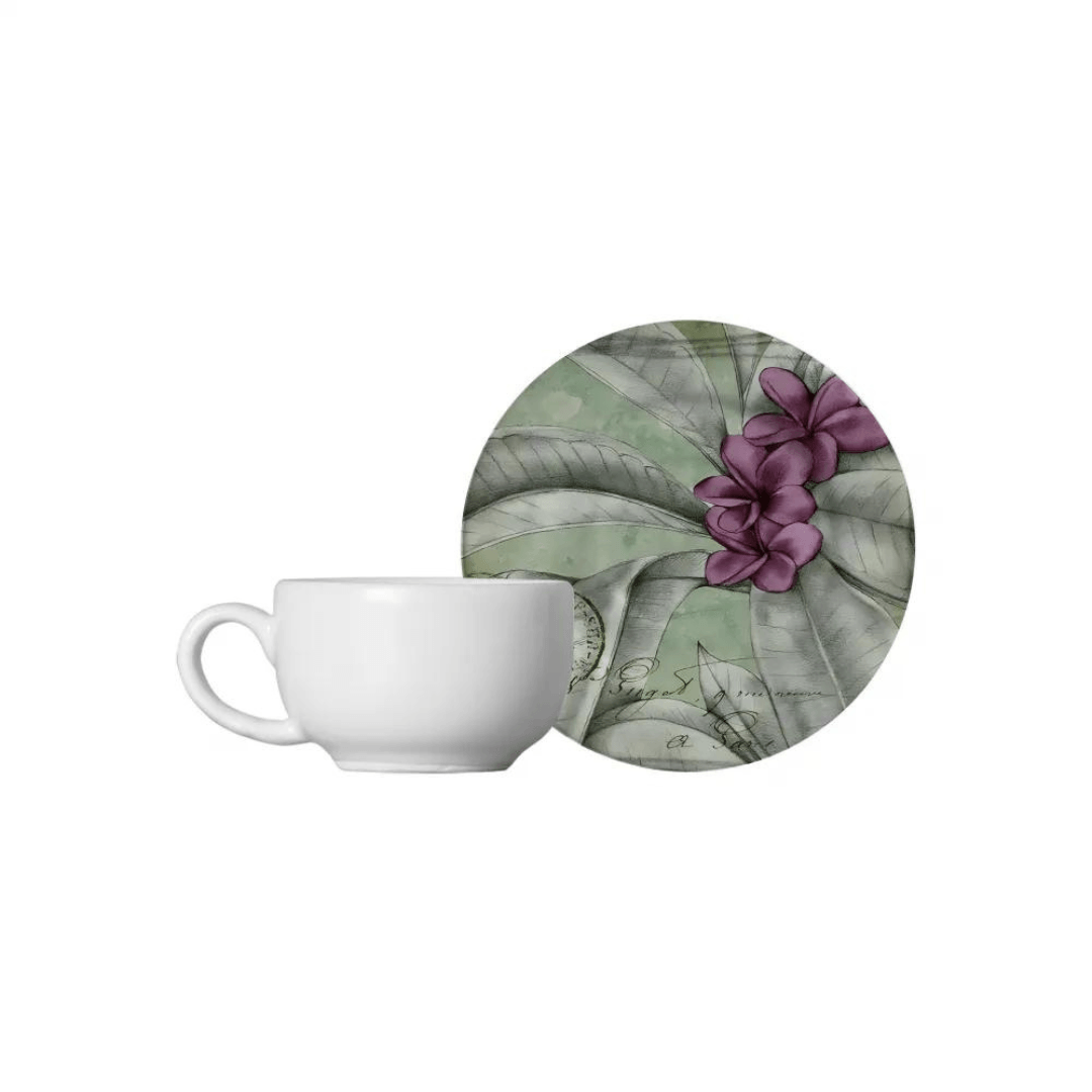 Xícara de Café com Pires Modena Branca 80ml - Ela Decora