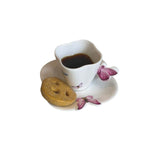 Xícara de Café Porcelana com Pires Borboletas 100ml - Ela Decora