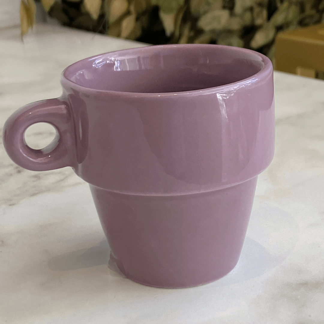 Xícara de Chá Cerâmica Empilhável Lilás 210ml - Ela Decora