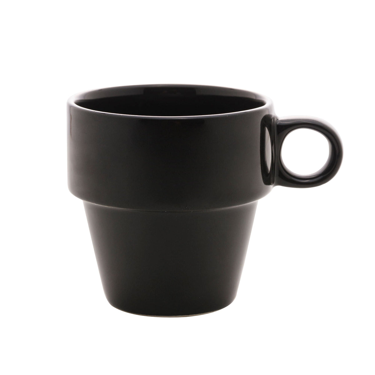Xícara de Chá Cerâmica Empilhável Preto 210ml - Ela Decora