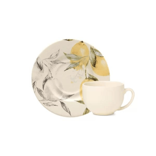 Xicara de Chá com Pires Aquarelle Siciliano 160ml - Ela Decora