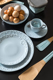 Xícara De Chá Com Pires Porcelana Mia Cristal Azul - 200 Ml - Ela Decora