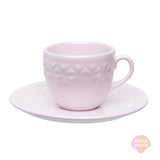 Xícara de Chá com Pires Porcelana Mia Quartzo Rosa - 200 ml - Ela Decora
