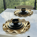 Xícara de Chá em Porcelana Dubai Preto e Dourado 200ml - Ela Decora