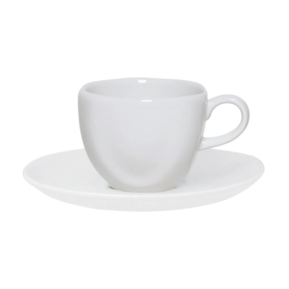 Xícara de Chá Porcelana 220ml com Pires Branco Ryo White - Ela Decora